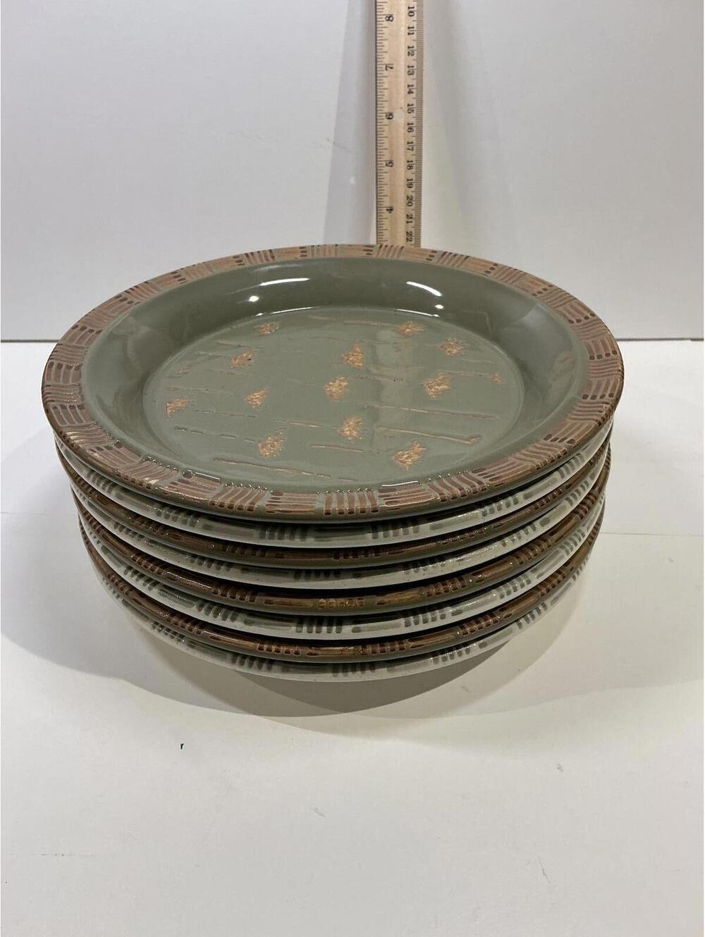 Vintage Sasaki Cornflowers Dinner Plates Set of 8 Stoneware Japan Zanger